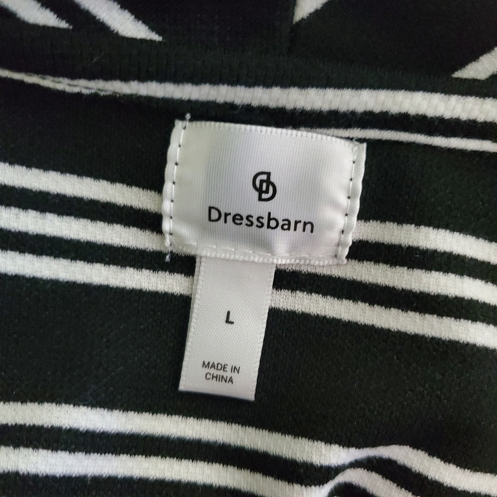 Dressbarn Black & White Striped Knit Open front shrug size Large - Picture 7 of 11